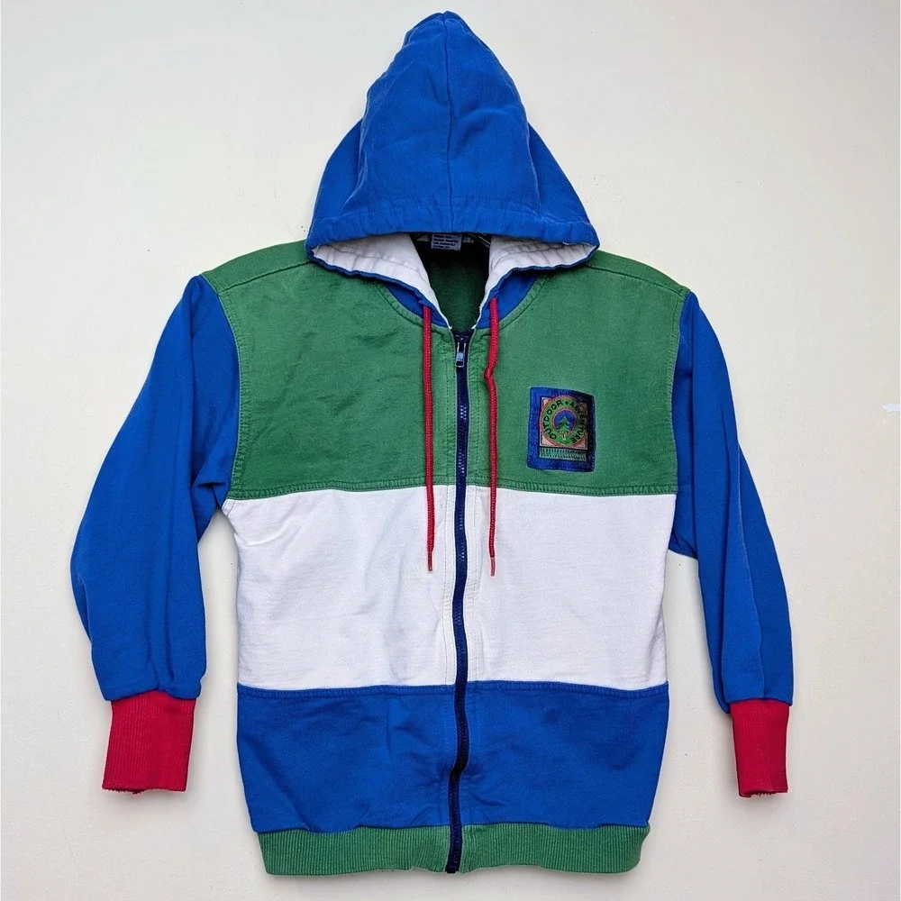 Vintage‎ Gymboree Rainbow Tag Outdoor Adventure Colorblock 90s Hoodie Size 5-6